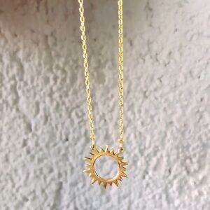 Gold Sun Pendant Necklace Stainless Steel